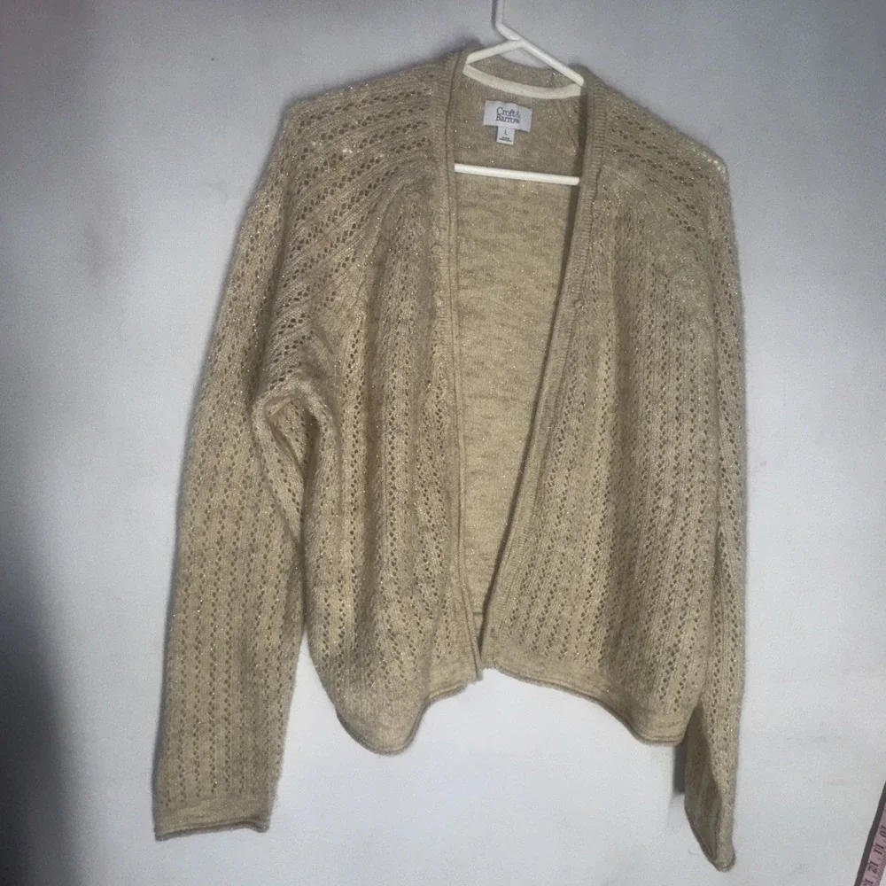 Croft &‎ Barrow Beige Knit Open Front Cardigan Women's Size L